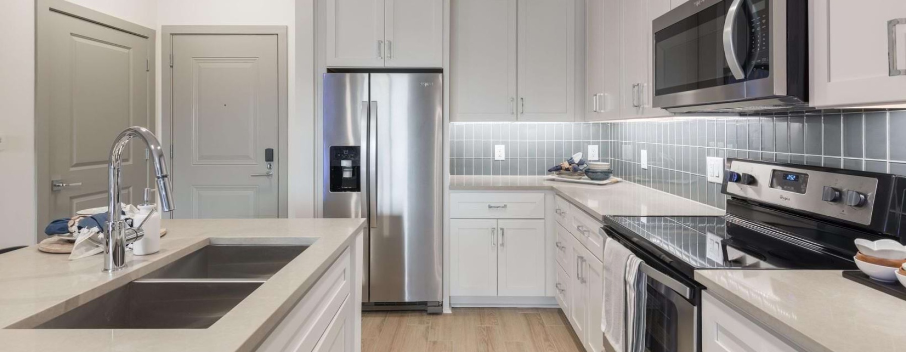 spacious kitchen with ample lighting