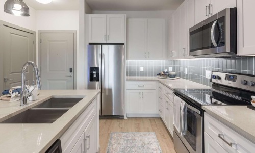 spacious kitchen with ample lighting
