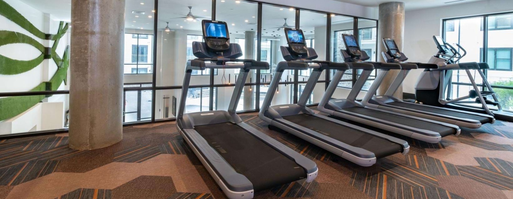 gym with treadmills