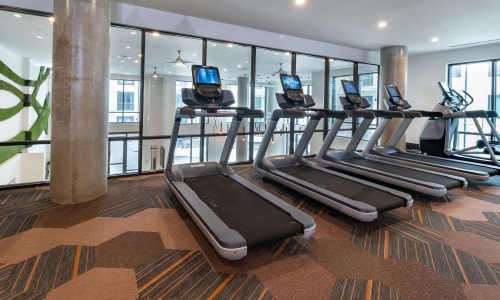 gym with treadmills