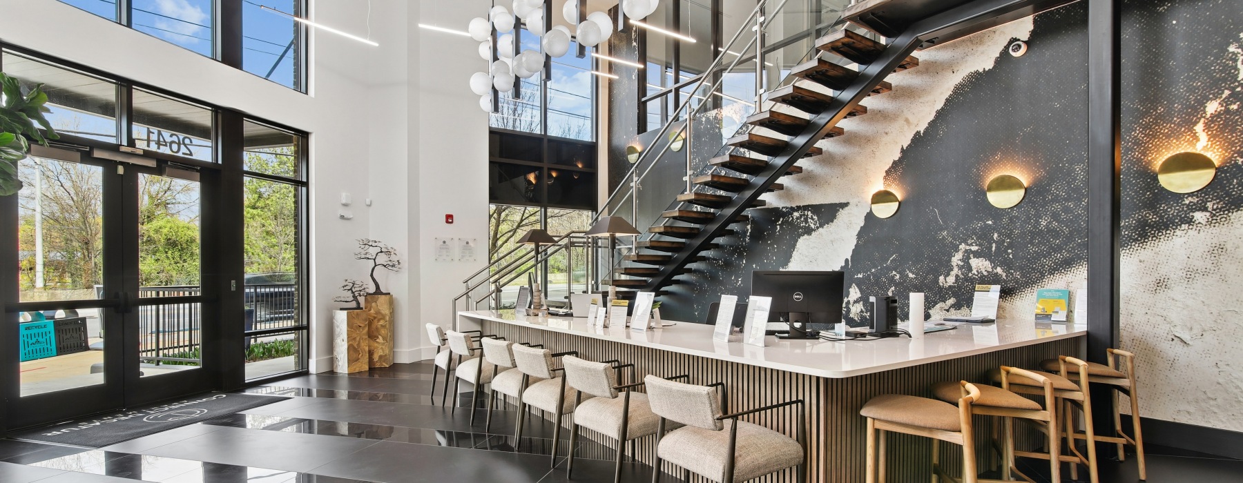 Leasing office at Connect Decatur apartment community in Decatur, GA with modern design and welcoming atmosphere