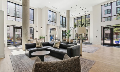 Resident clubroom at Connect Decatur featuring contemporary design and social gathering space in Decatur, Georgia