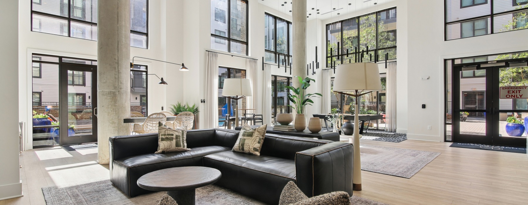 Resident clubroom at Connect Decatur featuring contemporary design and social gathering space in Decatur, Georgia